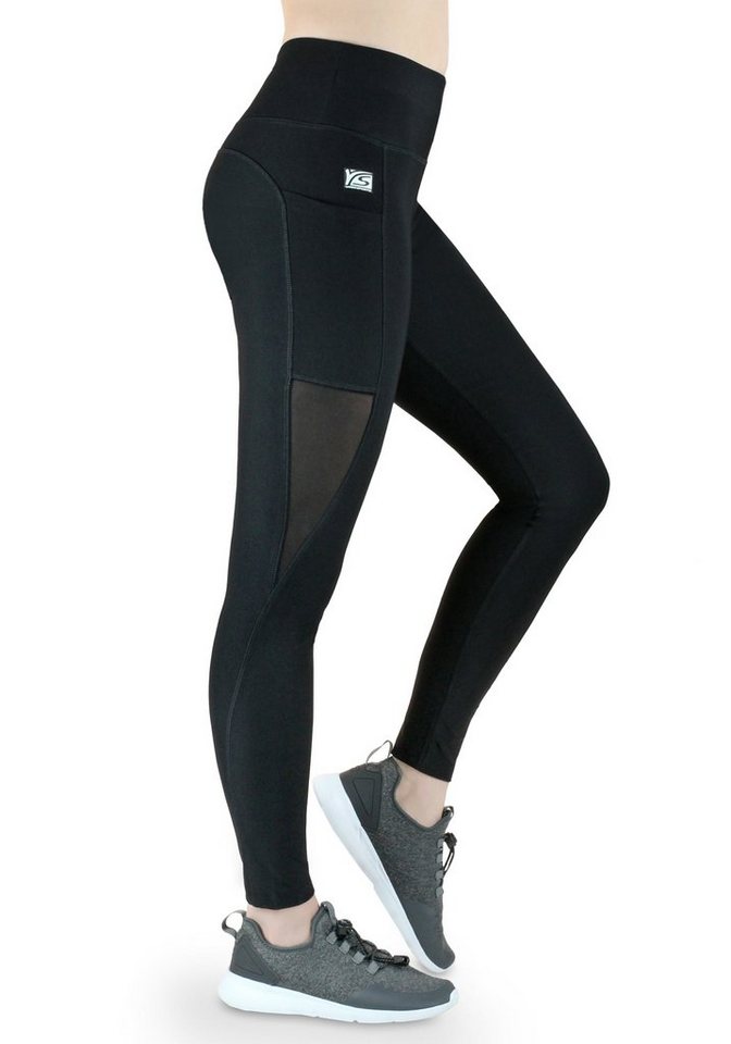 VS Variosports Highwaist Leggings Damen sport leggings lang, mit Handytasche und hohem Bund, highwaist mesh tight leggings sportleggings funktionsleggings, quick dry frauen leggin leggins damen sport blickdicht, hoher bund, quick dry, atmungsaktiv, waschbar, 4 wege stretch von VS Variosports