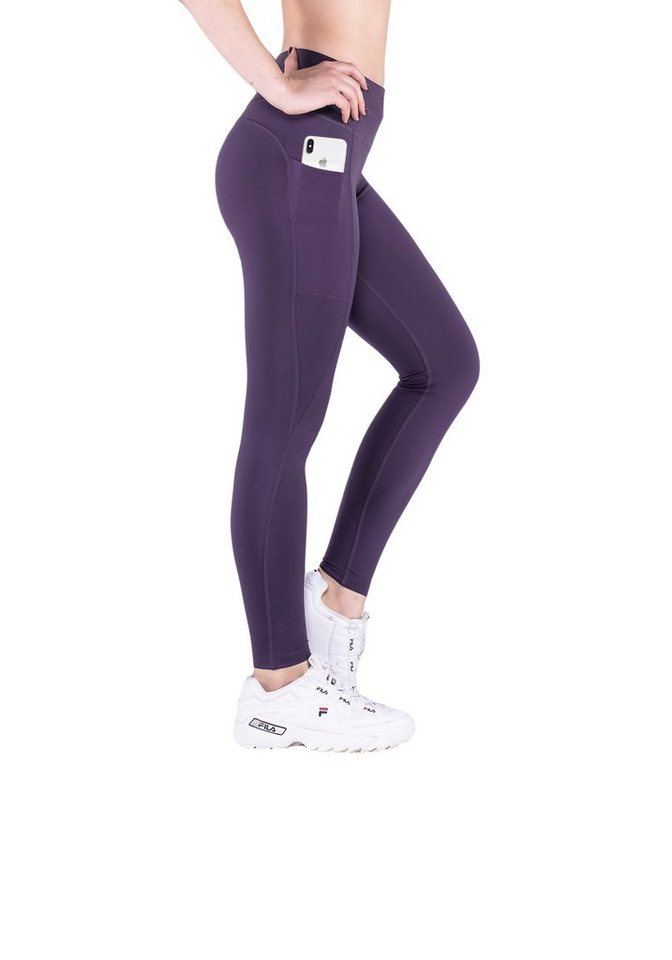 VS Variosports Yogaleggings Damen Yoga sport leggings lang mit Handytasche und hohem Bund, 100% Blickdichte Highwaist tight leggings mit weichem Stoff und leichter Thermo leggings Funktion, quick dry Blickdicht, Recycling Stoff, Hoher Bund, Quick Dry, Atmungsaktiv, waschbar, 4 Wege Stretch von VS Variosports