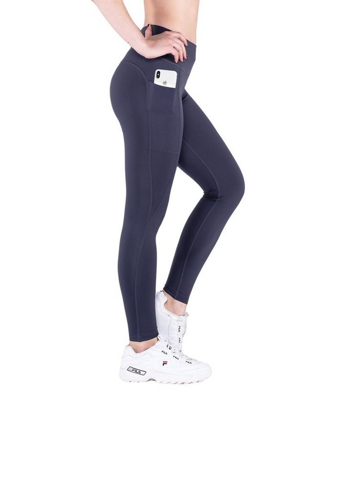 VS Variosports Yogaleggings Damen Yoga sport leggings lang mit Handytasche und hohem Bund, 100% Blickdichte Highwaist tight leggings mit weichem Stoff und leichter Thermo leggings Funktion, quick dry Blickdicht, Recycling Stoff, Hoher Bund, Quick Dry, Atmungsaktiv, waschbar, 4 Wege Stretch von VS Variosports