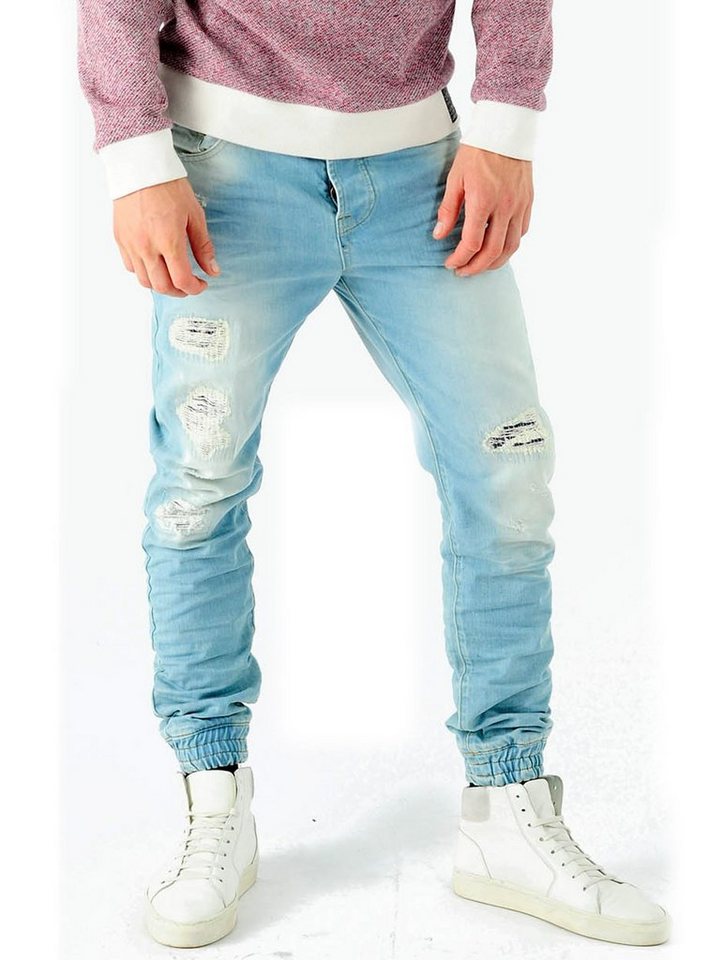 VSCT Destroyed-Jeans VSCT Herren Jeans Noah Cuffed Vintage Bleached Used Look V-5641223 Destroyed Männer-Hose Jeans Slim Fit von VSCT