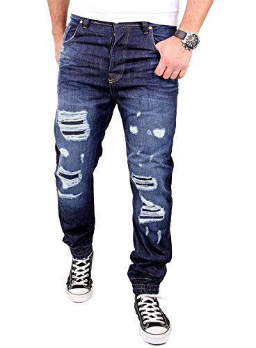 VSCT Herren Jeans Noah Cuffed Watersave Destroyed Jeanshose V-5641569 Blau W31 - L32 von VSCT