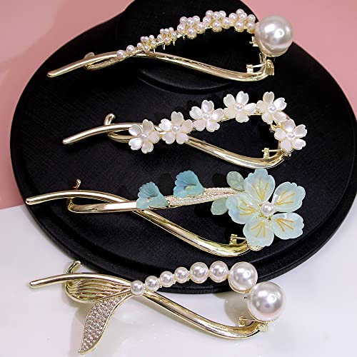 4 Stück neue Perlen und Diamant Kristall Blume 8 Haarspangen Schmetterling Twist Clip Ha von VSERETLOON