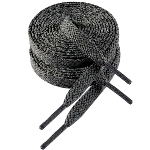 VSUDO 100 cm Dunkelgrau Flach Sneaker Schnürsenkel, 8mm Dunkelgrau Turnschuhe Schuhband, Dark Gray Sneaker Shoelace, Ersatz Sportschuhe Schnürsenkel für Frauen oder Männer (1 Paar-Dunkelgrau-100cm) von VSUDO