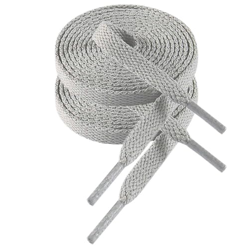 VSUDO 100 cm Länge Hellgrau Flach Sneaker Schnürsenkel, 8mm Hellgrau Turnschuhe Schuhband, Light Gray Sneaker Shoelace, Ersatz Sportschuhe Schnürsenkel für Frauen oder Männer (1 Paar-Hellgrau-100cm) von VSUDO