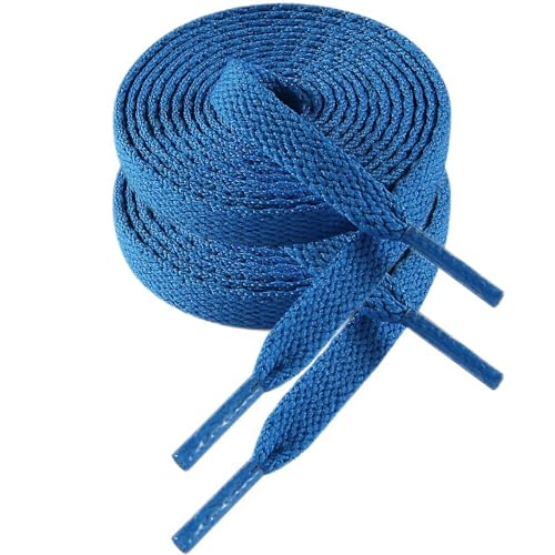 VSUDO 100 cm Länge Himmelblau Flach Sneaker Schnürsenkel, 8mm Turnschuhe Schuhband, Sky Blue Sneaker Shoelace, Ersatz Sportschuhe Schnürsenkel für Frauen oder Männer (2 Paare-Himmelblau-100cm) von VSUDO