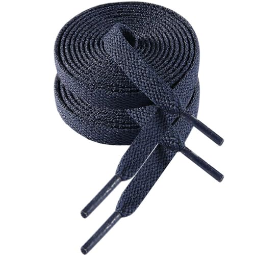 VSUDO 100 cm Länge Marineblau Flach Sneaker Schnürsenkel, 8mm Turnschuhe Schuhband, Navy Blue Sneaker Shoelace, Ersatz Sportschuhe Schnürsenkel für Frauen oder Männer (2 Paare-Marineblau-100cm) von VSUDO