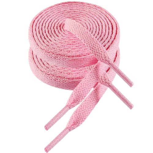 VSUDO 100 cm Länge Rosa Flach Sneaker Schnürsenkel, 8mm Breite Rosa Turnschuhe Schuhband, Pink Sneaker Shoelace, Ersatz Sportschuhe Schnürsenkel für Frauen oder Männer (2 Paare-Rosa-100cm) von VSUDO