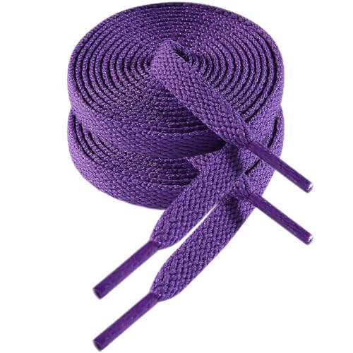 VSUDO 100 cm Länge Violett Flach Sneaker Schnürsenkel, 8mm Breite Lila Turnschuhe Schuhband, Purple Sneaker Shoelace, Ersatz Sportschuhe Schnürsenkel für Frauen oder Männer (1 Paar-Violett-100cm) von VSUDO