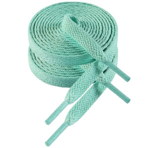 VSUDO 100cm Länge Mint Grün Flach Sneaker Schnürsenkel, 8mm Lichtgrün Turnschuhe Schuhband, Mint Green Sneaker Shoelace, Ersatz Sportschuhe Schnürsenkel für Frauen oder Männer (1 Paar-Mint Grün-100cm) von VSUDO