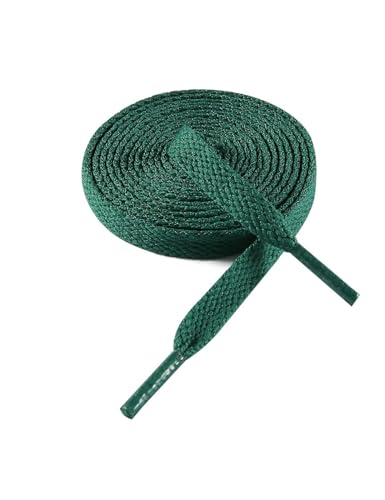 VSUDO 115 cm Länge Dunkelgrün Flach Sneaker Schnürsenkel, 8mm Turnschuhe Schuhband, Dark Green Sneaker Shoelace, Ersatz Sportschuhe Schnürsenkel für Frauen oder Männer (1 Paar-Dunkelgrün-115cm) von VSUDO