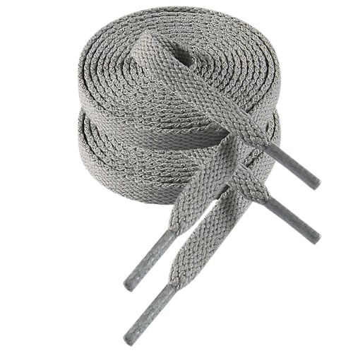 VSUDO Schnürsenkel Grau 115 cm Flach – 8mm Breite Schnürsenkel für Sneaker, Sportschuhe, Kinderschuhe – Light Grey Shoelaces, Ersatz Schuhband für Damen & Herren (1 Paar-Hellgrau-115cm) von VSUDO