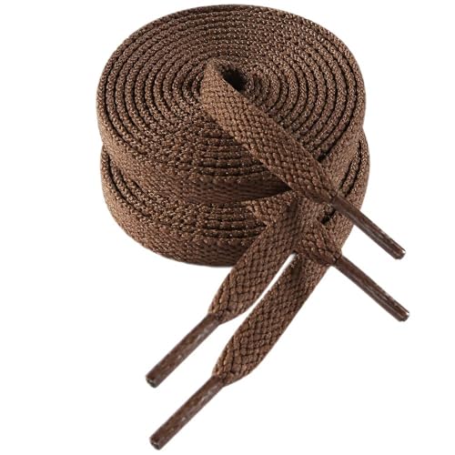 VSUDO 120 cm Schnürsenkel Braun, 8mm Breite Flach Braune Schnürsenkel, Brown Sneaker Shoelace, Ersatz Schuhband Braun für Frauen oder Männer (1 Paar-Braun-120cm) von VSUDO