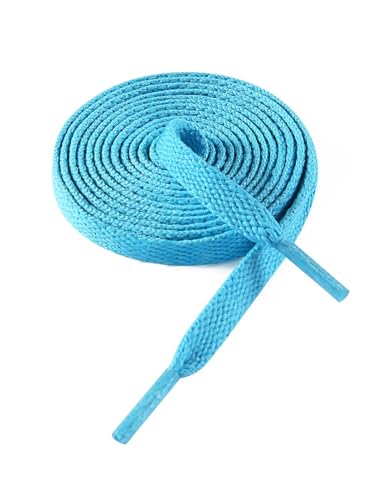 VSUDO Schnürsenkel Türkis 140 cm Flach – 8mm Breite Schnürsenkel für Sneaker, Sportschuhe, Kinderschuhe – Powder Blue Shoelaces, Ersatz Schuhband für Damen & Herren (1 Paar-Türkis-140cm) von VSUDO