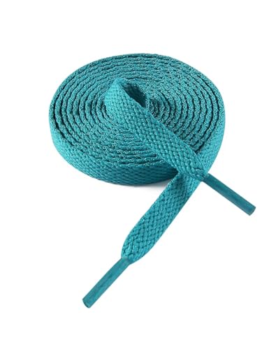 VSUDO Schnürsenkel Türkis 150 cm Flach – 8mm Breite Schnürsenkel für Sneaker, Sportschuhe, Kinderschuhe – Turquoise Shoelaces, Ersatz Schuhband für Damen & Herren (1 Paar-Dunkeltürkis-150cm) von VSUDO