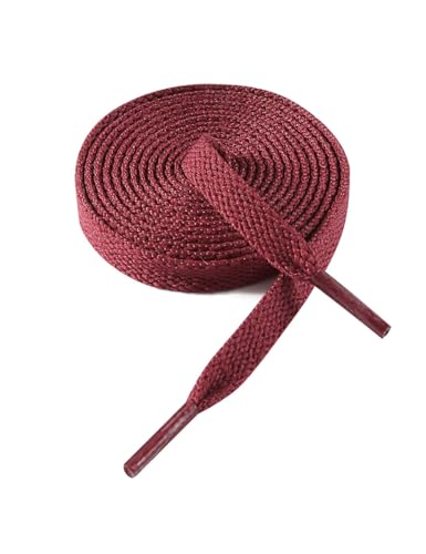 VSUDO Schnürsenkel Rot 200 cm Flach – 8mm Breite Schnürsenkel für Sneaker, Sportschuhe, Kinderschuhe – Deep Red Shoelaces, Ersatz Schuhband für Damen & Herren (1 Paar-Dunkelrot-200cm) von VSUDO
