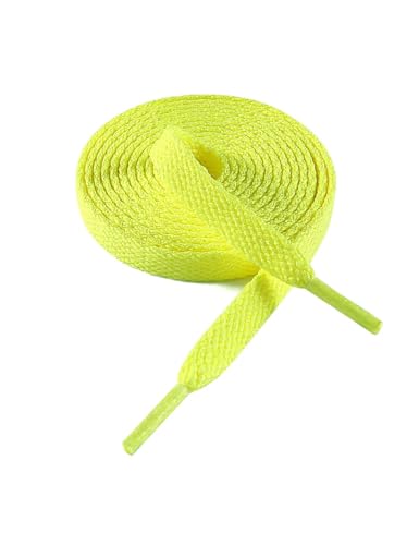 VSUDO Schnürsenkel Neon Gelb 60 cm Flach – 8mm Breite Schnürsenkel für Sneaker, Sportschuhe, Kinderschuhe – Neon Yellow Shoe Laces, Ersatz Schuhbänder für Damen & Herren (1 Paar-Neon Gelb-060cm) von VSUDO