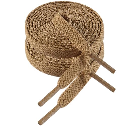 VSUDO 70 cm Länge Hellbraun Flach Sneaker Schnürsenkel, 8mm Hellbraun Turnschuhe Schuhband, Tan Sneaker Shoelace, Ersatz Sportschuhe Schnürsenkel für Frauen oder Männer (2 Paare-Hellbraun-070cm) von VSUDO