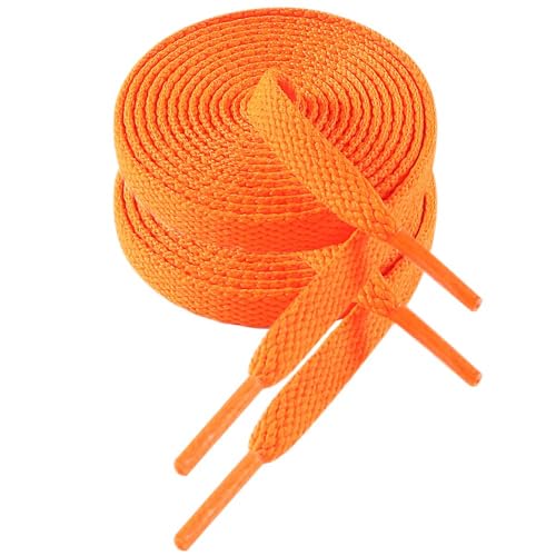 VSUDO Schnürsenkel Orange 90 cm Flach – 8mm Breite Schnürsenkel für Sneaker, Sportschuhe, Kinderschuhe – Orange Shoelaces, Ersatz Schuhband für Damen & Herren (1 Paar-Orange-090cm) von VSUDO