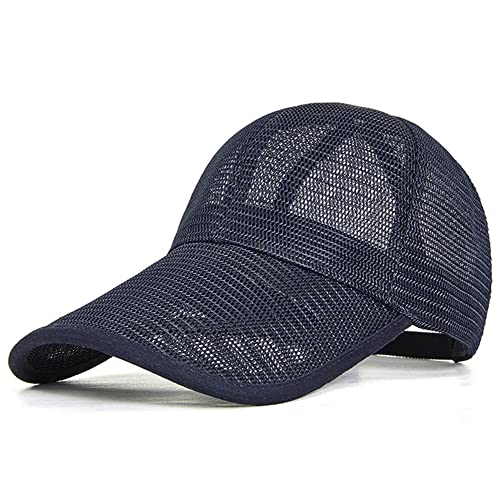 VSUSN Sommer Mesh Cap Verlängerte Krempe Baseballkappe Sonnenschutz Basecap Atmungsaktiv Cappy Schnelltrocknend Baseball Cap Leichte Sport Cap für Herren und Damen(Dunkelblau,M) von VSUSN