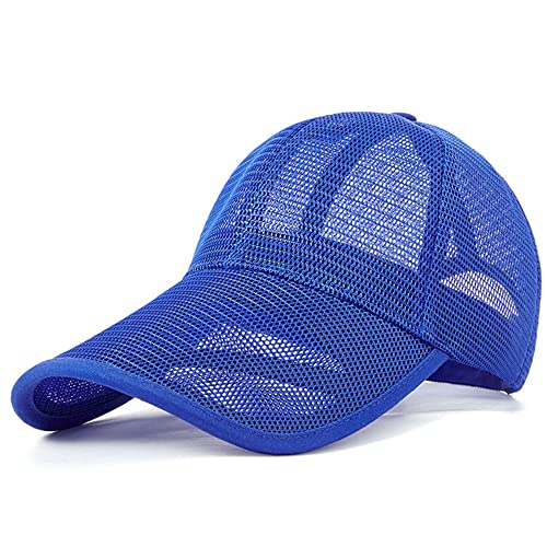 VSUSN Sommer Mesh Cap Verlängerte Krempe Baseballkappe Vergrößerter Kopfumfang Basecap Sonnenschutz Cappy Atmungsaktiv Schnelltrocknend Baseball Cap Leichte Sport Cap für Herren und Damen(Blau,L) von VSUSN