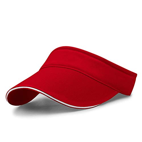 VSUSN Unisex Visor Cap Sonnenhut Einstellbar Sommerhut mit Klettverschluss für Damen und Herren, Rot von VSUSN