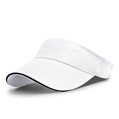 VSUSN Unisex Visor Cap Sonnenhut Einstellbar Sommerhut mit Klettverschluss für Damen und Herren,Weiß von VSUSN