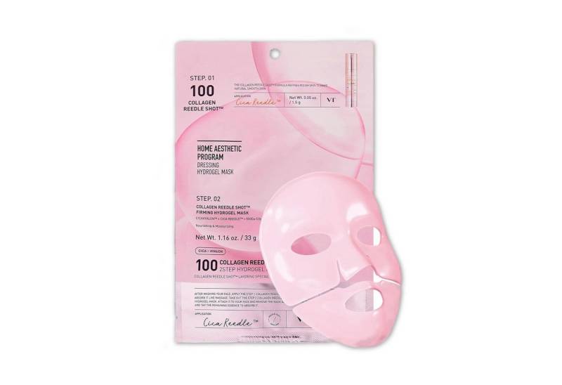VT Cosmetics Gesichtsmasken-Set Collagen Reedle Shot 100 2Step Hydrogel Maske – 2-Phasen- -Gesichtsmaske mit Mikronadel-Technologie, Kollagen, Centella, Asiatica & Niacinamide – für straffe, pralle & regenerierte Haut – 1St von VT Cosmetics