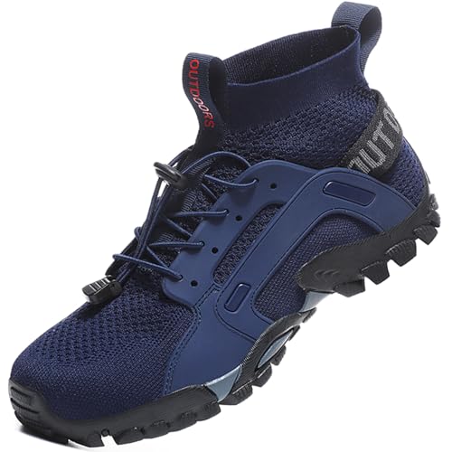 VTASQ Herren Damen Wanderschuhe Anti-Rutsch Wanderstiefel Trekkingschuhe Leicht Atmungsaktiv Outdoorschuhe Männer Sportschuhe Kletterschuhe Trail Running Traillaufschuhe Unisex Deepblue 46 EU von VTASQ