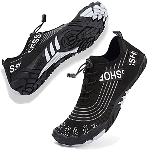 VTASQ Badeschuhe Herren Damen Schwimmschuhe Wasserschuhe Strandschuh Barfussschuhe Surfschuhe Schnell Trocknend Atmungsaktiv Fitnessschuhe rutschfest Schwarz 41 von VTASQ