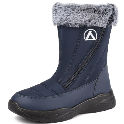 VTASQ Damen Winterschuhe Warm Gefütterte Schneestiefel Wasserdicht Outdoor Trekkingschuhe Herren Winterstiefel rutschfeste Walkingschuhe Blau 44 EU von VTASQ