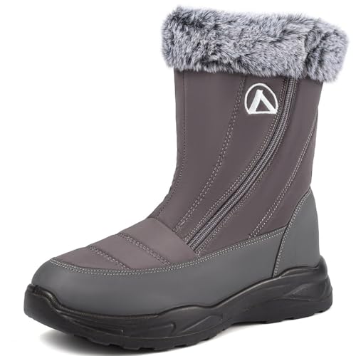 VTASQ Damen Winterschuhe Warm Gefütterte Schneestiefel Wasserdicht Outdoor Trekkingschuhe Herren Winterstiefel rutschfeste Walkingschuhe Grau 39 EU von VTASQ