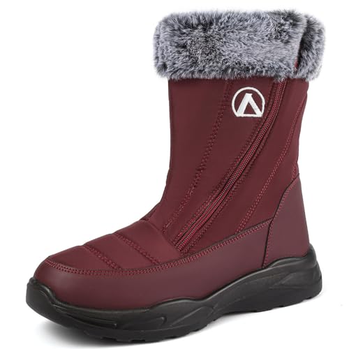 VTASQ Damen Winterschuhe Warm Gefütterte Schneestiefel Wasserdicht Outdoor Trekkingschuhe Herren Winterstiefel rutschfeste Walkingschuhe Rot 40 EU von VTASQ