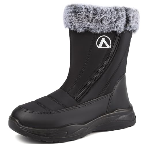 VTASQ Damen Winterschuhe Warm Gefütterte Schneestiefel Wasserdicht Outdoor Trekkingschuhe Herren Winterstiefel rutschfeste Walkingschuhe Schwarz 38 EU von VTASQ