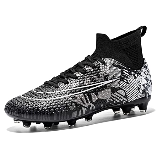 VTASQ Fußballschuhe Herren Atmungsaktiv Turf High Top Spikes FG/AG Fußballschuhe Outdoor Cleats Professionelle Leichtathletik Sneakers Teens Verschleißfestigkeit Fußballschuhe Unisex, B K, 43 1/3 EU von VTASQ