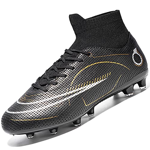 VTASQ Fußballschuhe Herren High Top Spike Cleats Jugendliche Erwachsene Outdoor Professionelle Athletics Trainingsschuhe Football Schuhe Schwarz 36 EU von VTASQ