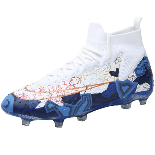 VTASQ Fußballschuhe Herren High Top Spike Kunstrasen Fussballschuhe Kinder Jungen Stollen Cleats Professionelle Athletics Trainingsschuhe Outdoor Sport Fußball Stiefel 1Weiß EU 36 von VTASQ