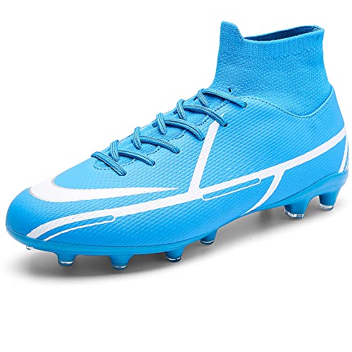 VTASQ Fußballschuhe Herren High Top Spikes Cleats Outdoor Athletics Trainingsschuhe Fußball Stiefel Fussballschuhe Outdoor Professionelle Trainingsschuhe Turnschuhe Unisex Blau 36EU von VTASQ