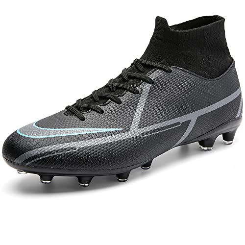 VTASQ Fußballschuhe Herren High Top Spikes Cleats Outdoor Athletics Trainingsschuhe Fußball Stiefel Fussballschuhe Outdoor Professionelle Trainingsschuhe Turnschuhe Unisex Schwarz 37EU von VTASQ