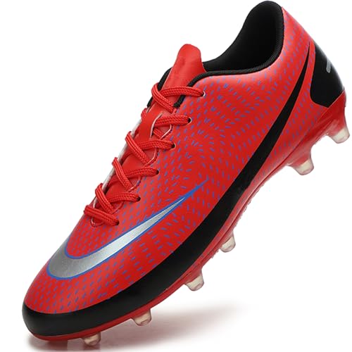 VTASQ Fußballschuhe Herren Microfaser Cleats Athletics Fußballschuhe Erwachsene Trainingsschuhe Professionelle Outdoor Sport Football Schuhe rot 44EU von VTASQ