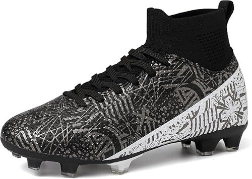 VTASQ Fußballschuhe Herren Professionelle Fussballschuhe Jugendliche Outdoor High Top Spike Cleats Fußball Stiefel Athletics Trainingsschuhe Sportschuhe Schwarz 46 EU von VTASQ