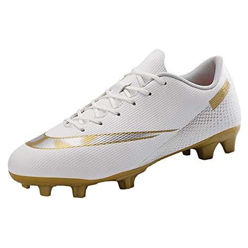 VTASQ Fußballschuhe Herren Stollen Spikes Cleats Jugendliche Erwachsene Trainingsschuhe Professionelle Outdoor Sport Football Schuhe Weiß 35 EU von VTASQ