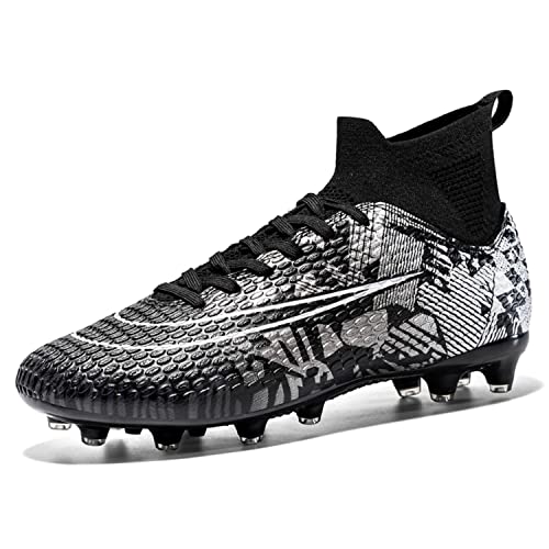 VTASQ Herren Fußballschuhe High Top Spikes Professionelle Herren Athletics Trainingsschuhe Sport Outdoor Football Schuhe Schuhe Schwarz-1 39EU von VTASQ