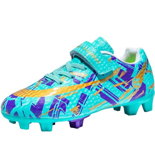 VTASQ Fußballschuhe Kinder Professionelle Athletics Fussballschuhe Jungen Mädchen Kids Outdoor Trainingsschuhe Football Schuhe Teens Sportschueh Türkis 31 EU von VTASQ