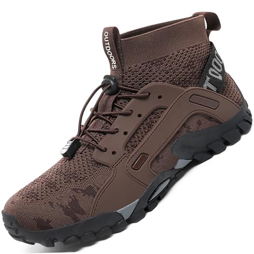 VTASQ Herren Damen Wanderschuhe Anti-Rutsch Wanderstiefel Trekkingschuhe Leicht Atmungsaktiv Outdoorschuhe Männer Sportschuhe Kletterschuhe Trail Running Traillaufschuhe Unisex Braun 46 EU von VTASQ