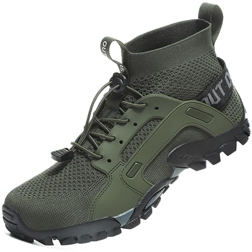 VTASQ Herren Damen Wanderschuhe Anti-Rutsch Wanderstiefel Trekkingschuhe Leicht Atmungsaktiv Outdoorschuhe Männer Sportschuhe Kletterschuhe Trail Running Traillaufschuhe Unisex Grün 45 EU von VTASQ