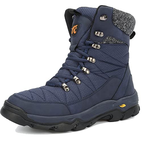 VTASQ Herren Winter Schneestiefel Wasserdicht Warm Gefüttert Winterschuhe Outdoor Warme rutschfeste Stiefeletten Leichte Thermo Wanderschuhe Blau 40EU von VTASQ