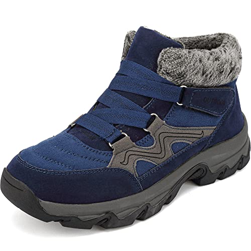 VTASQ Herren Winterstiefel Warm gefütterte Schneestiefel Damen Winter Stiefeletten rutschfest Outdoor Trekkingschuhe Wanderhalbschuhe Winterschuhe Blau 45 EU von VTASQ