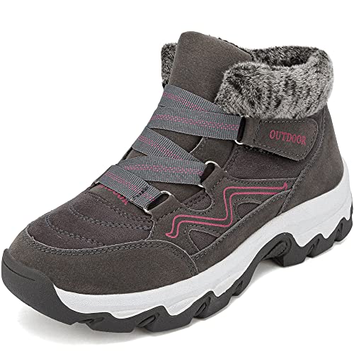 VTASQ Herren Winterstiefel Warm gefütterte Schneestiefel Damen Winter Stiefeletten rutschfest Outdoor Trekkingschuhe Wanderhalbschuhe Winterschuhe Grau 36 EU von VTASQ
