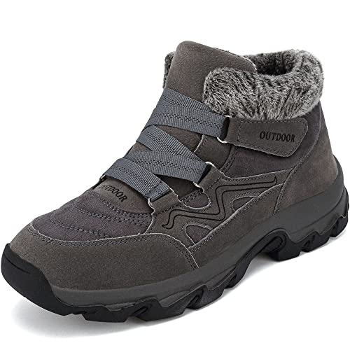 VTASQ Herren Winterstiefel Warm gefütterte Schneestiefel Damen Winter Stiefeletten rutschfest Outdoor Trekkingschuhe Wanderhalbschuhe Winterschuhe Grau 43 EU von VTASQ
