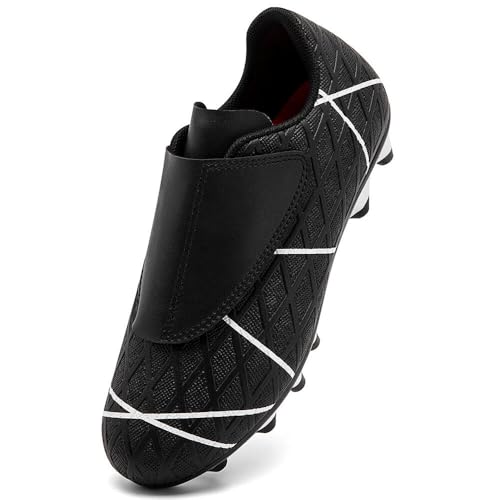 VTASQ Kinder Fußballschuhe Jungen Professionelle Mädchen Kunstrasen Fussballschuhe Sportliche Indoor Outdoor Athletic Soccer Schuhe Trainingsschuhe Schwarz EU35 von VTASQ
